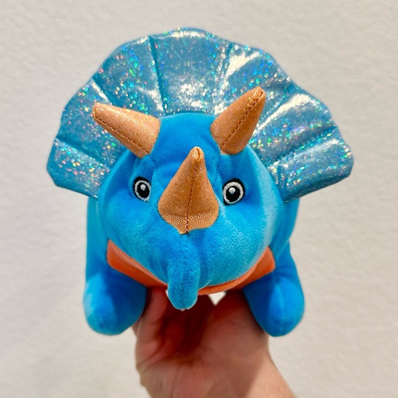 Triceratops Puffyfluff Color Blue Plushy Dinosaur 11” New - Picture 4 of 15